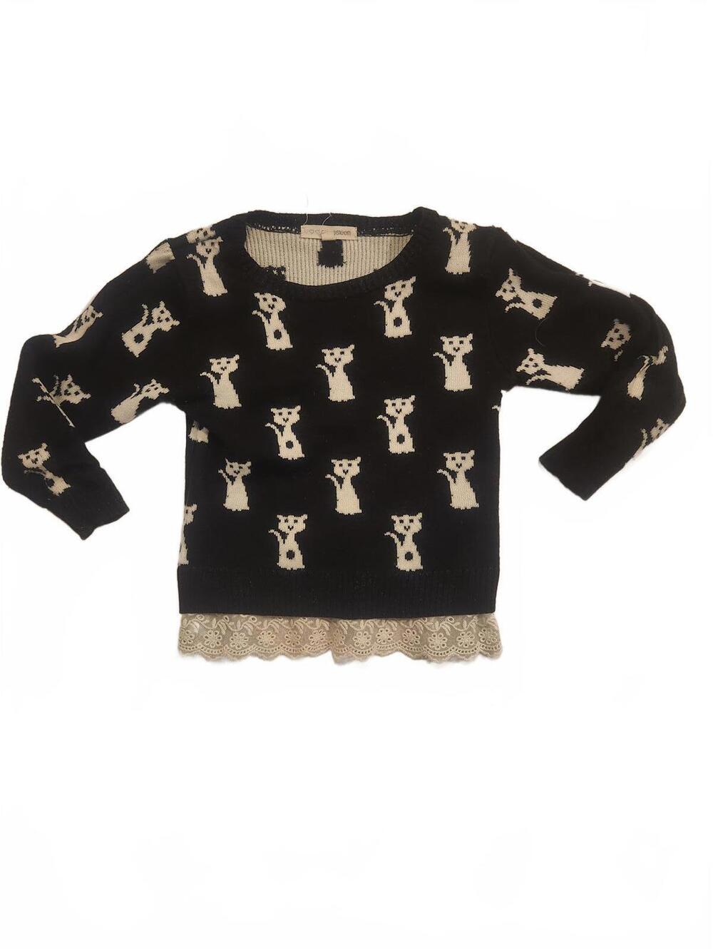 Self Esteem Black Cat Lace Trim Sweater. Girls Size 3T. Adorable Great condition